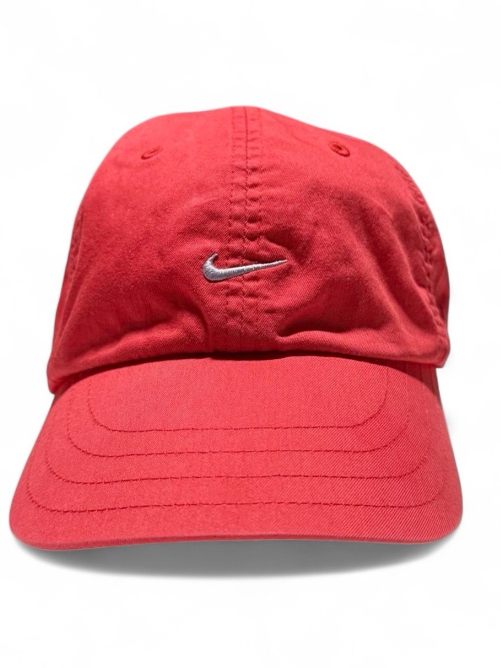 Nike Swoosh Dad Hat Red Adjustable Baseball Cap Cotton Athletic Running Golf O/S